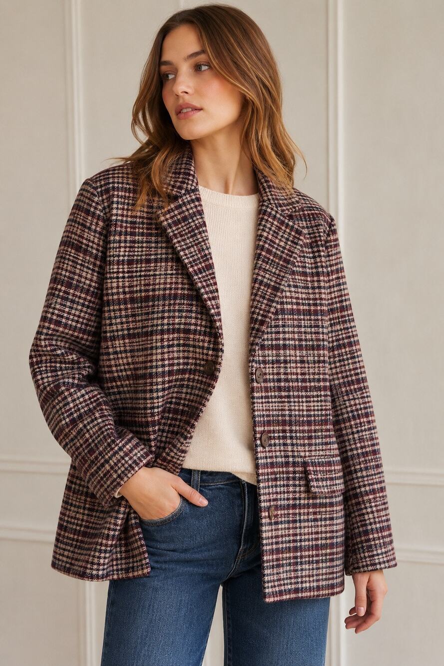 Abercrombie & Fitch Oversized Wool Blend Plaid Blazer Jacket – Women’s XL